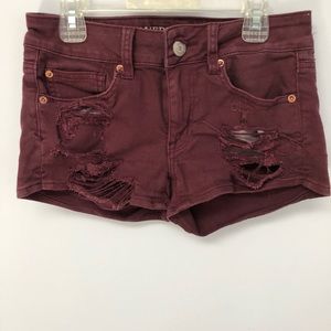 Burgundy Jean Shorts